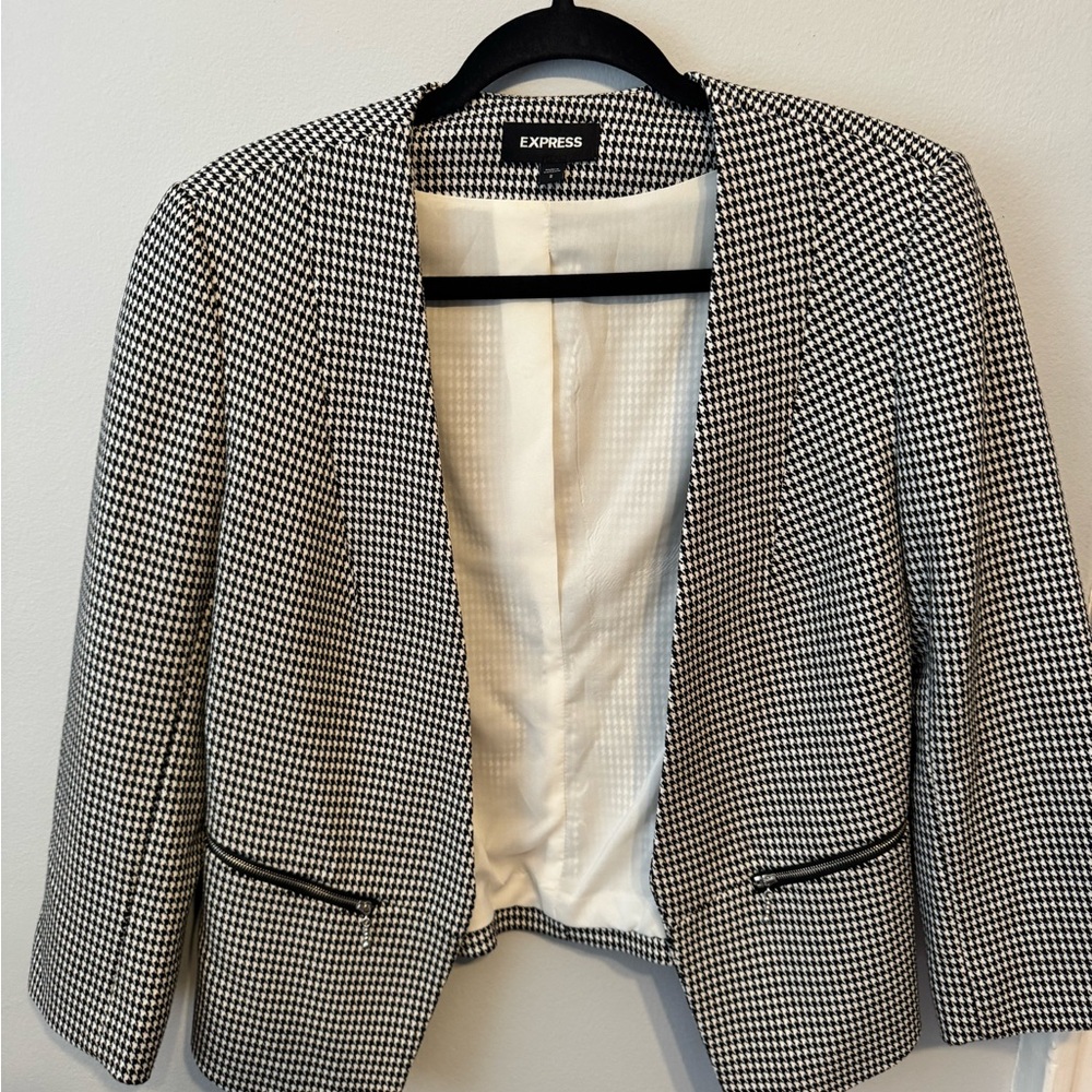Express Monochrome Houndstooth Blazer
